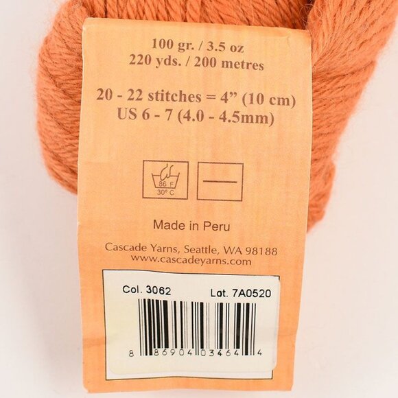 Cascade Yarns Pure Alpaca Yarn 100% Baby Alpaca 3062 Orange - Picture 4 of 4